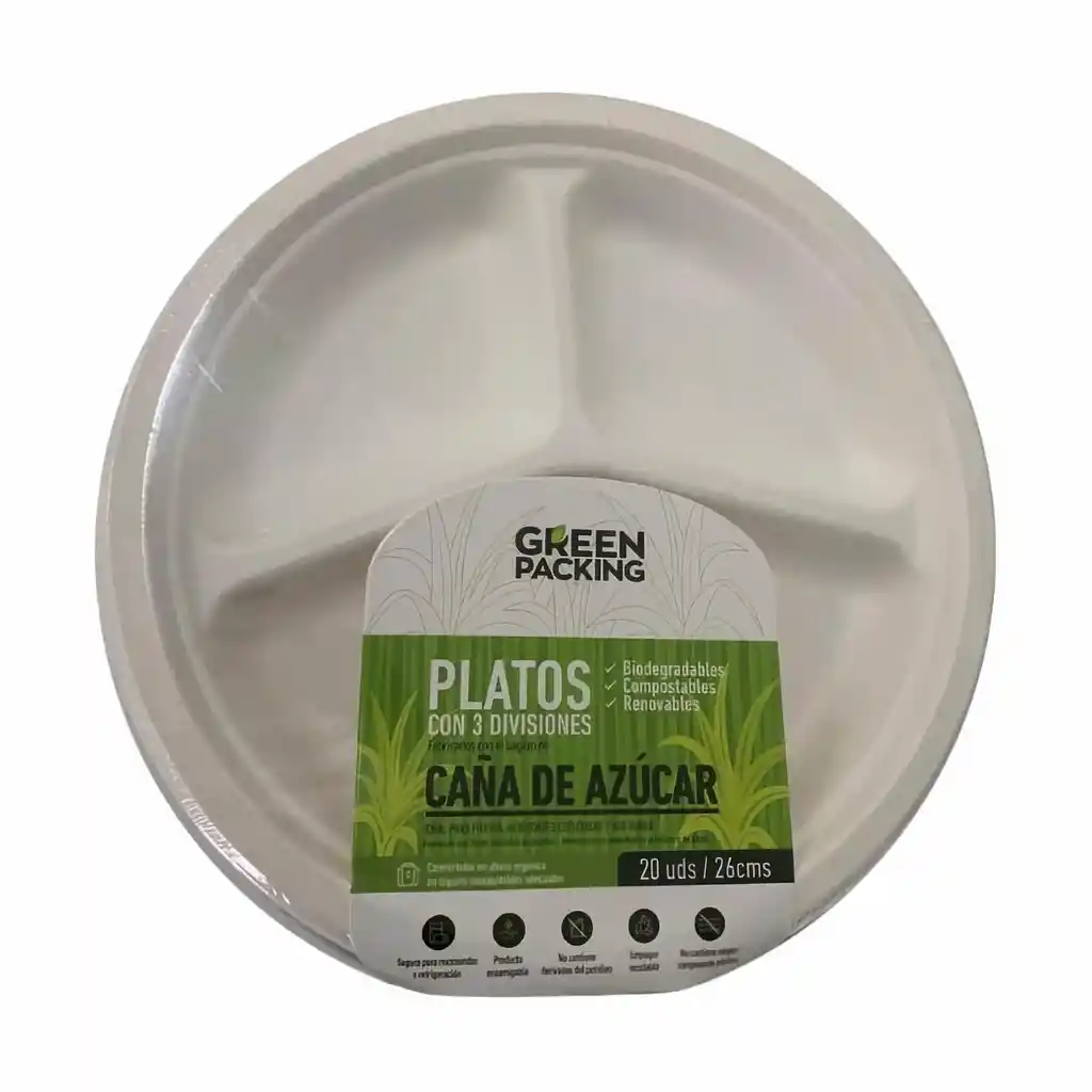 MARCA Plato Plano Green Packingexclusiva 20 Unidad