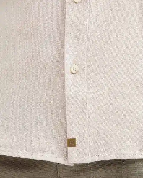 Camisa Twill Down Manga Larga Crudo Beige Claro M Chevignon