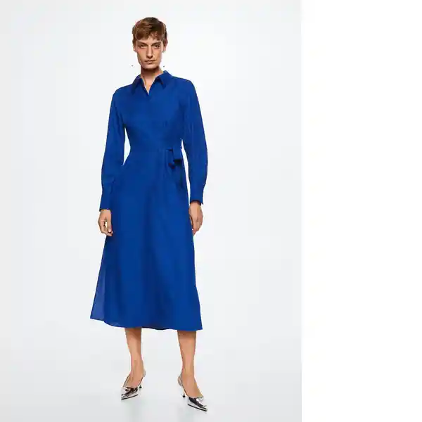 Vestido Jaca Azul Talla 24 Mujer Mango