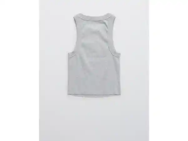 American Eagle Top Tank Acanalada Free Spirit Gris Claro Medium