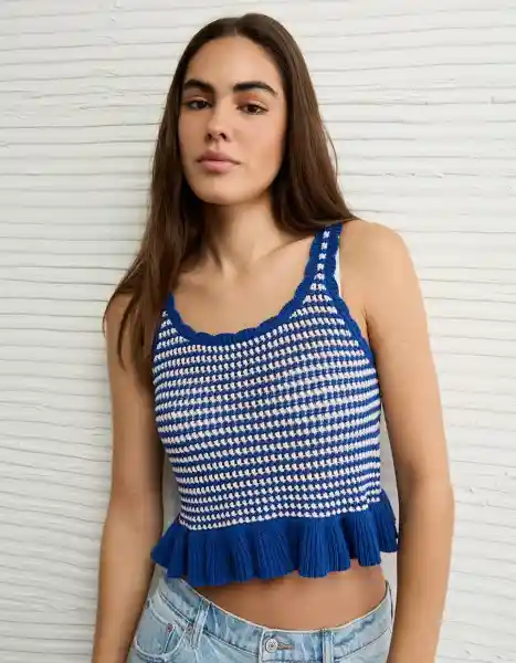 Suéter Tejido Mujer Azul Talla Small 1650425 American Eagle