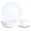 Vajilla Vitrocerámica Borde Dorado 4 Puestos 16 Piezas