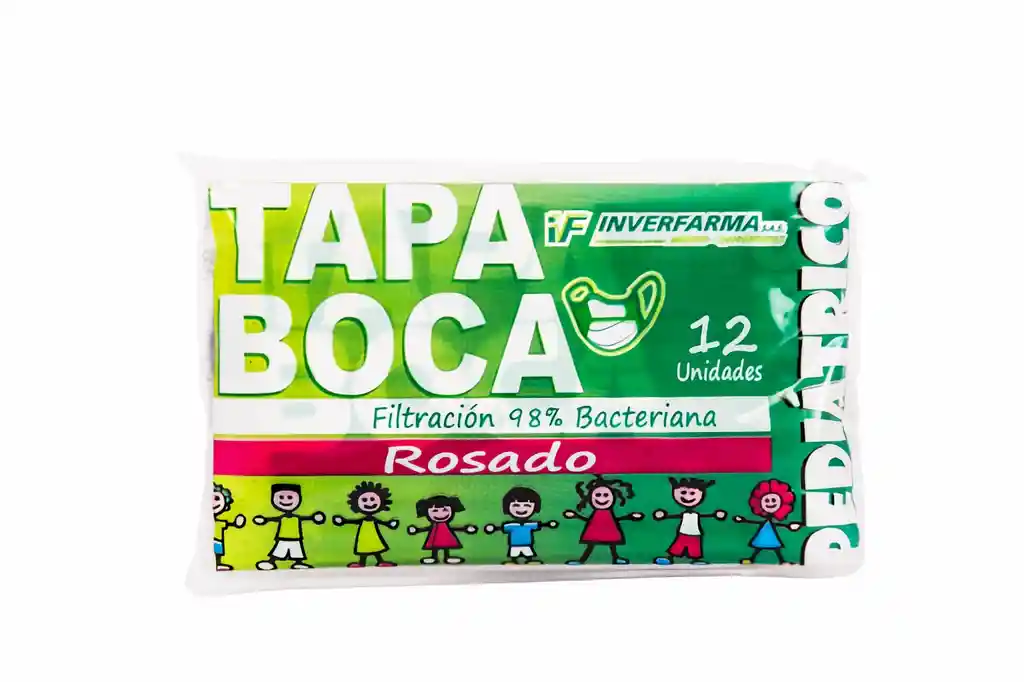 Inverfarma Tapaboca Pediatrico Color Rosado x 12 Unidades