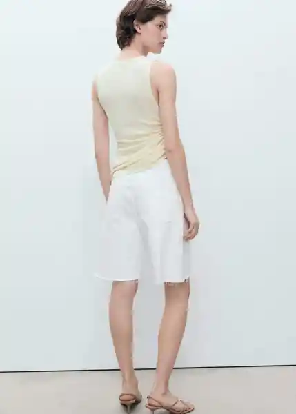 Bermuda Anne Blanco Talla 36 Mujer Mango