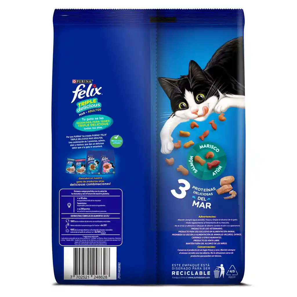 Comida para Gatos Purina Felix adulto Triple delicious mar x 500gr