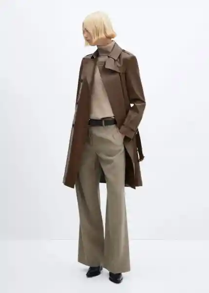Abrigo Trench Polanapu Marrón Talla S Mujer Mango