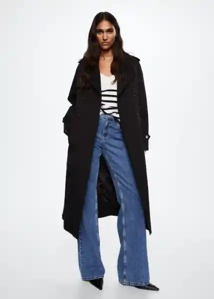 Trench Angela Negro Talla L Mujer Mango