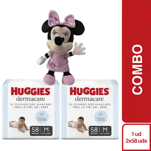 Combo Pañal Huggies 2/M 58 Und + Disney Peluche Minnie Mouse