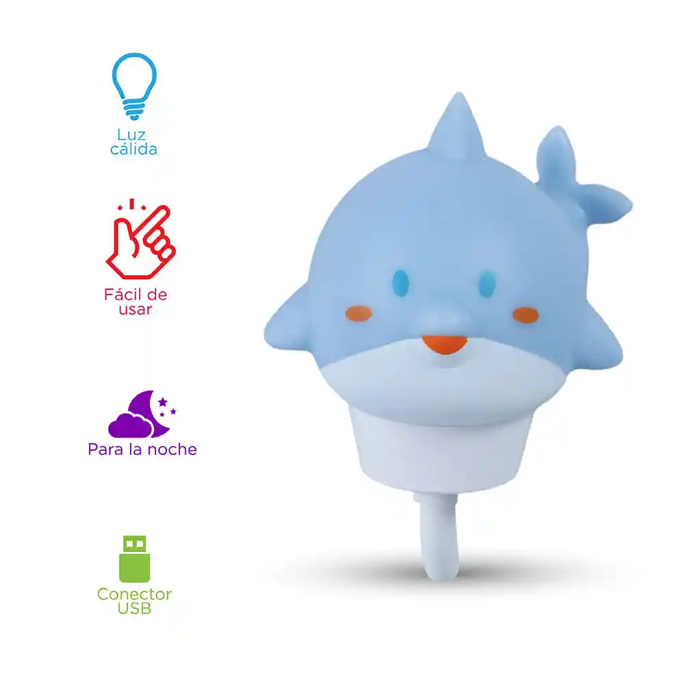 Luz Nocturna de Animales Lindos Usb Tiburon Miniso