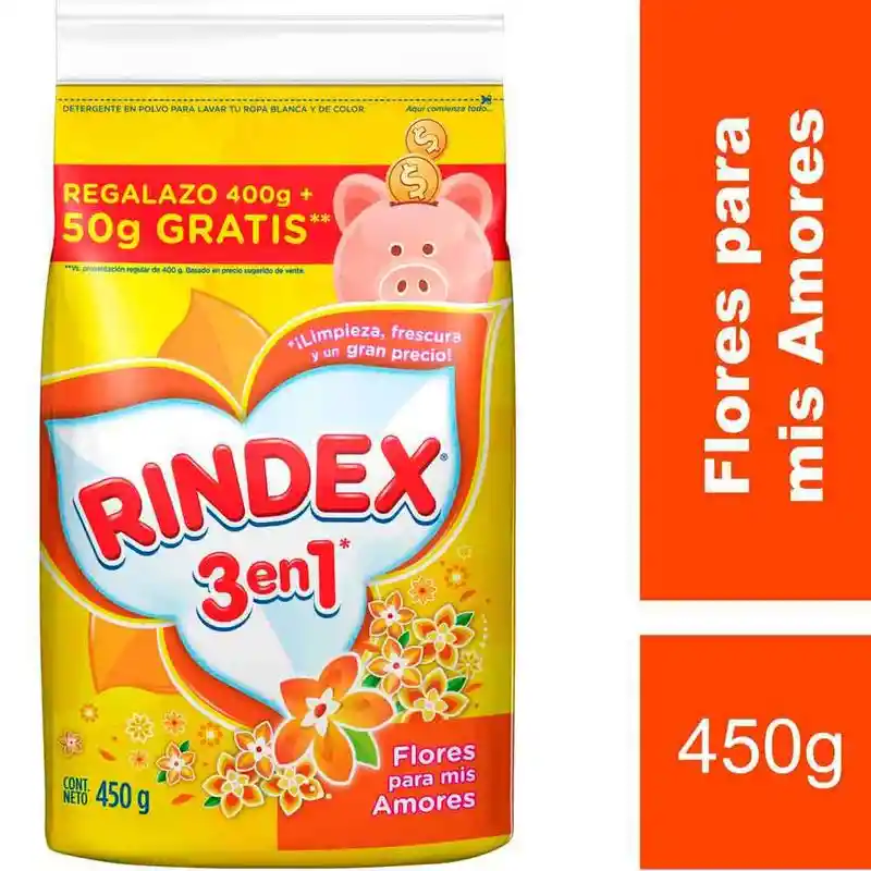 Rindex Detergente para Ropa 3 en 1 en Polvo