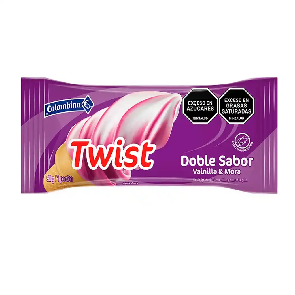 Helado Cono Twist Vainilla y Mora