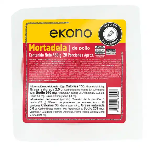 Mortadela de Pollo Tradicional Ekono