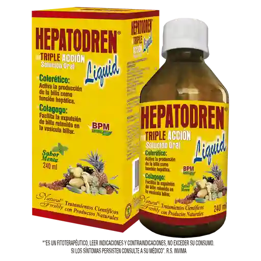 Hepatodren Triple Acción Líquida Sabor a Menta