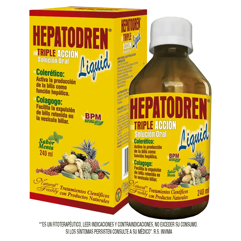 Hepatodren Triple Acción Líquida Sabor a Menta