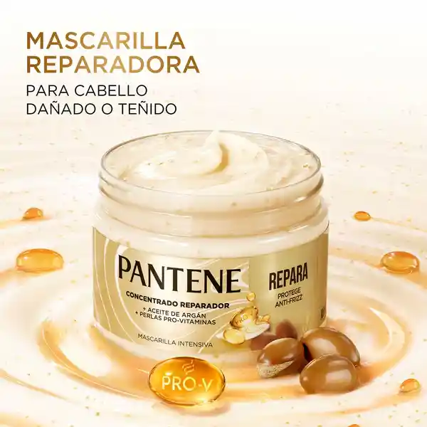 Pantene - Mascarilla Intensiva Pro-V Miracles repara protege y anti-frizz con aceite de argán y de ricino Tratamiento para cabello maltratado 300 ml