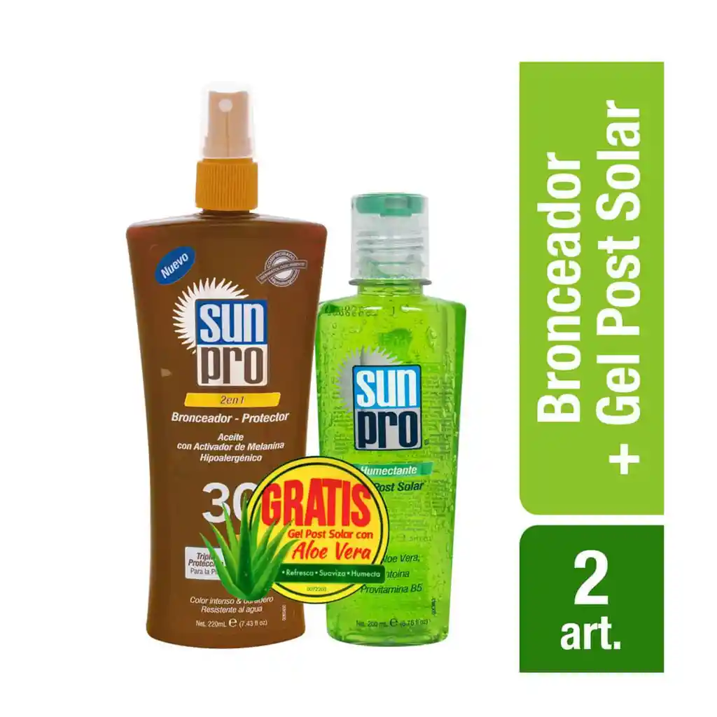 Sun Pro Bronceador Aceite SPF 30 + Gel Post Solar Hidratante