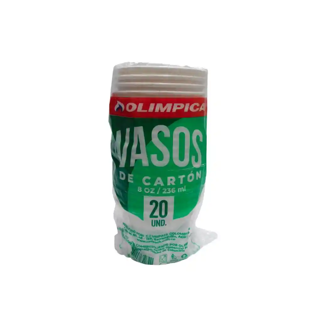 Vasos de Cartón Olimpica Desechables X20 Unds