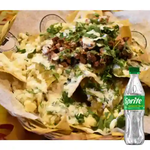 Chilaquiles Recargados +Proteína Extra +Sprite Org 400ml