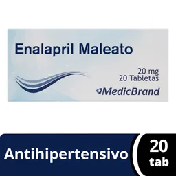 Medic Brand Enalapril Maleato (20 mg) 20 Tabletas