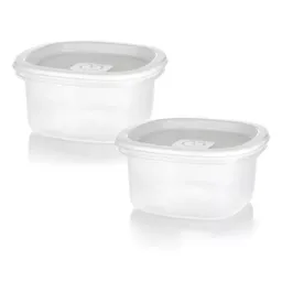 Estra Set Recipiente Congelación Rectangular Blanco 0.9 L P