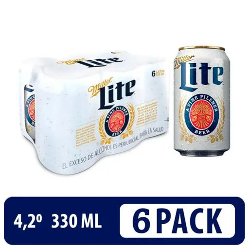 Miller Lite Six-Pack de Cerveza Rubia Pilsner