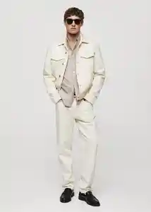 Camisa Oxford Khaki Talla M Hombre Mango