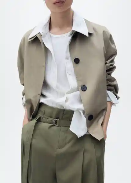 Pantalón Cubi Khaki Talla 38 Mujer Mango