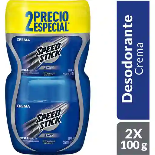 Desodorante Speed Stick 24/7 Xtreme Night Crema 100g x 2und