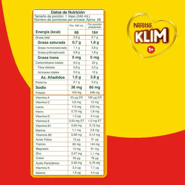 Alimento lácteo KLIM 1+ x 1000g