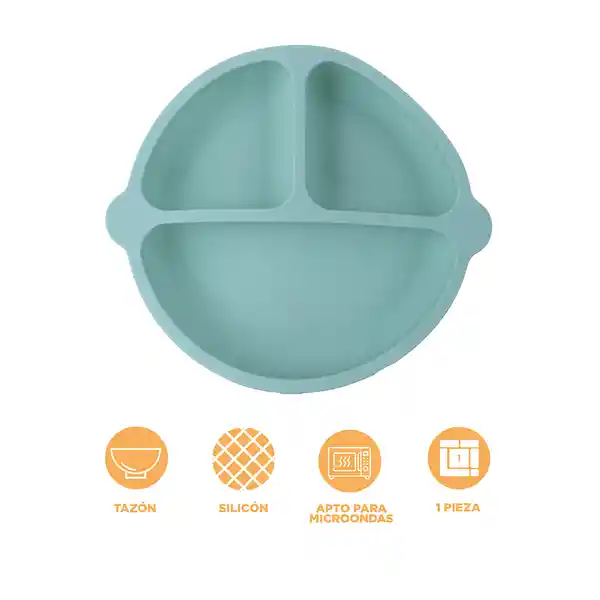 Tazón de Silicona Con 3 Compartimentos Verde Miniso