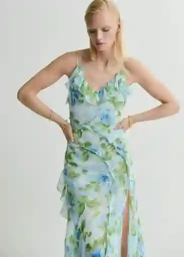 Vestido Azalie Celeste Talla S Mujer Mango