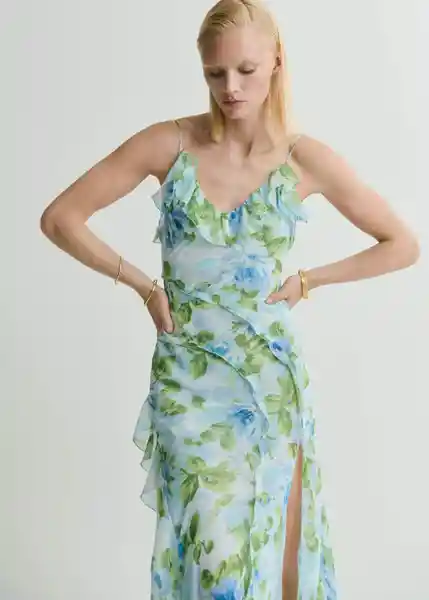 Vestido Azalie Celeste Talla S Mujer Mango