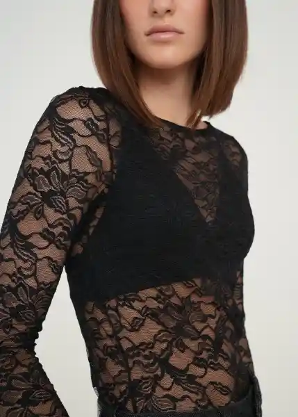 Camiseta Mujer Negro Puro Ultraoscuro Talla S 409g007 Naf Naf