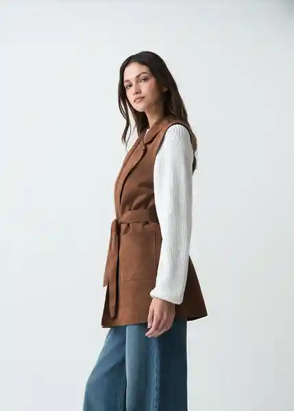 Chaleco Mujer Café Emperador Talla L 523G033 Naf Naf