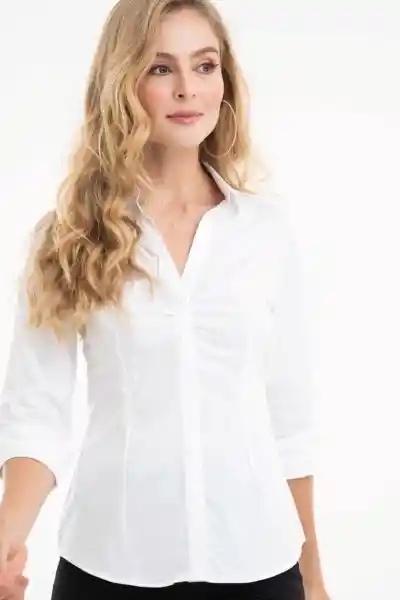 Camisa New Jackie Kennedy Manga 3/4 Color Blanco Talla S Ragged