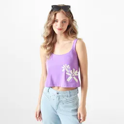 Camiseta Cuello Redondo Manga Tiras Morado Talla M 698252