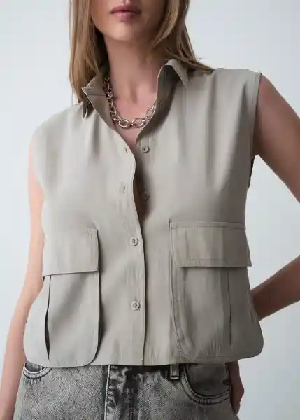 Camisa Alana Mujer Gris Rocoso Claro Talla S 519g331 Naf Naf