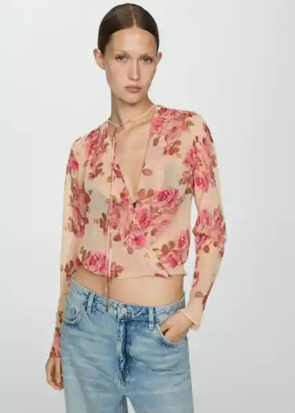 Blusa Cristal Crudo Talla S Mujer Mango