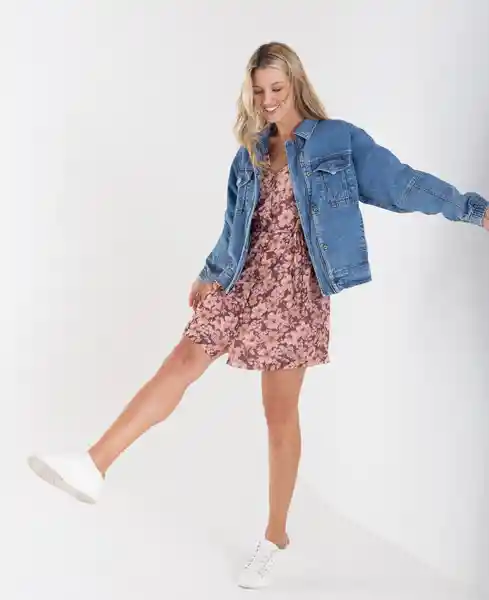 Chaqueta En Denim Mangas Englobadas Azul Indigo Talla L Mujer Naf Naf