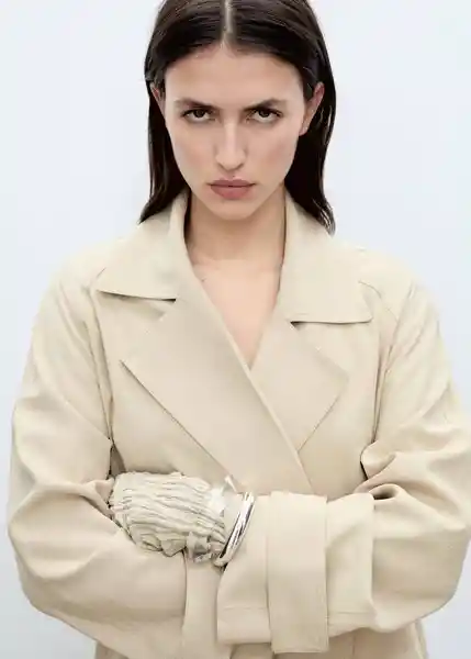 Abrigo Trench Taxi Piedra Talla XS Mujer Mango
