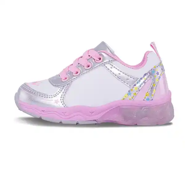 Los Gomosos Tenis Con Luces Orelli Niña do Rosa Blanco Talla 23