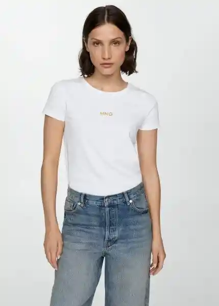 Camiseta Mnglog-h Blanco Talla L Mujer Mango