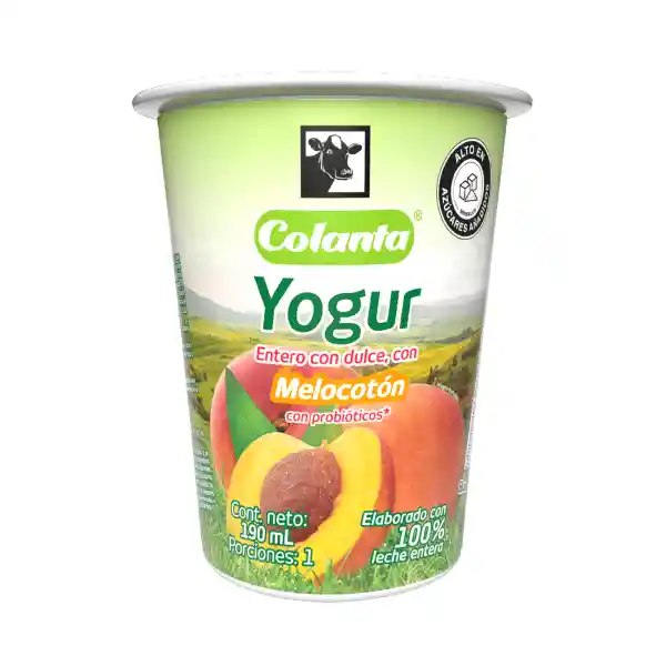Yogur Entero Melocotón Vaso x 190 mL