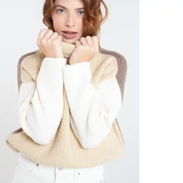  Saco Tejido Nora Mujer Beige Pretenido Talla S Naf-Naf 