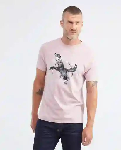 Graphic T-shirt Text M/c Rosa Malva Medio Talla L Hombre Chevignon