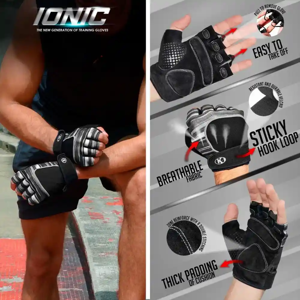 K6 Guantes Para Gimnasio De Cuero Crossfit Gym Ionic Talla M