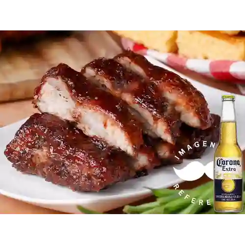 Combo Costillas Cerdo Salsa BBQ + Corona Extra 355ml