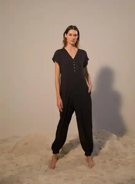 Ondademar Enterizo Manga Corta Negro Talla L