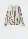 Blusa Rayada Off White Talla S Mujer Mango