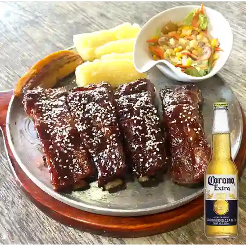 Combo Costillas BBQ Estilo Llanero + Corona Bot. 355ml